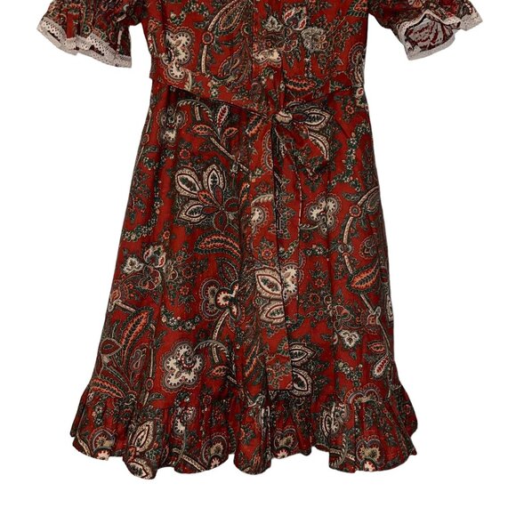 Vintage The Beaux Age Dress Girls 14 Fall Paisley Union Made 90s Floral Prairie - Picture 8 of 11